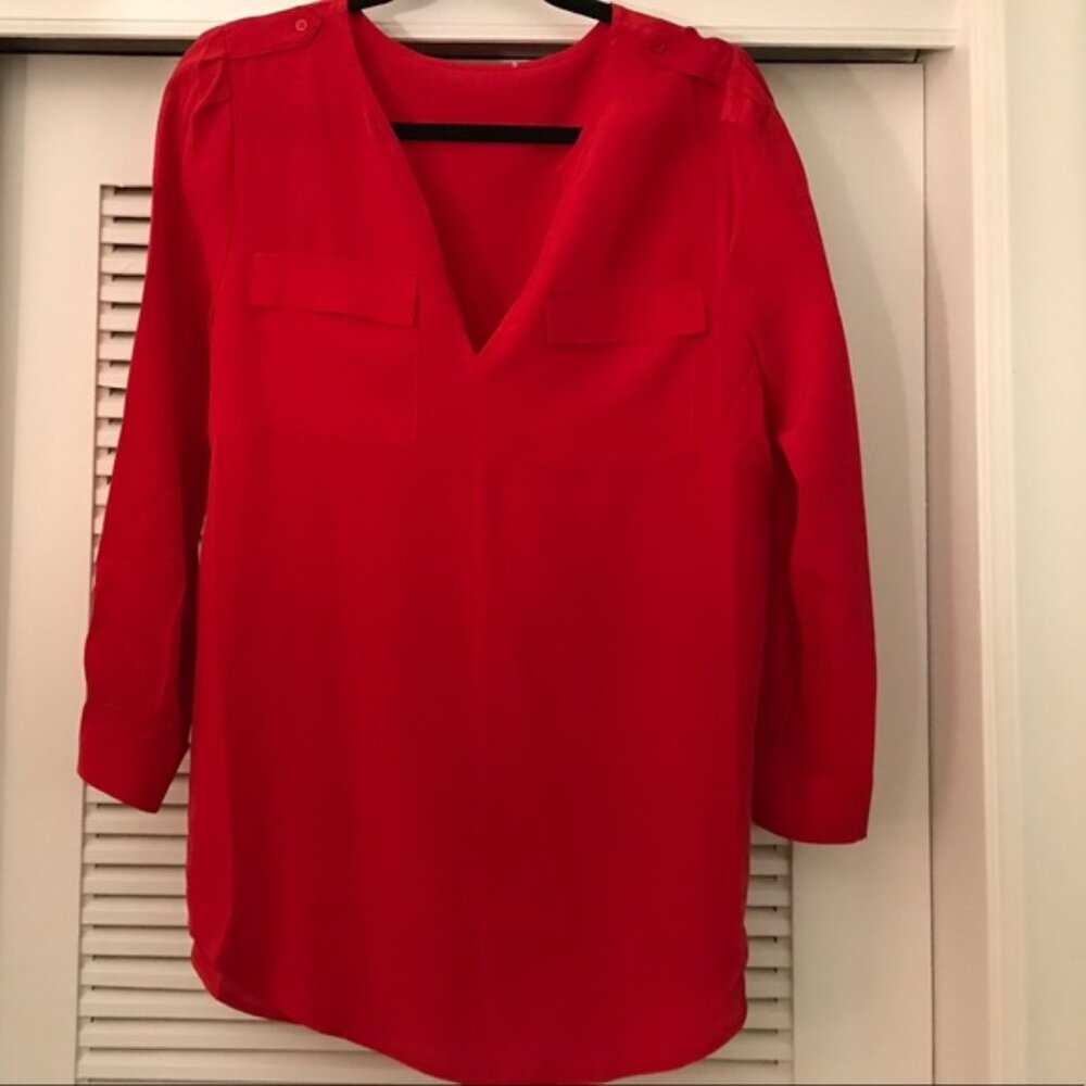 Joie Marlo Silk Blouse in Red